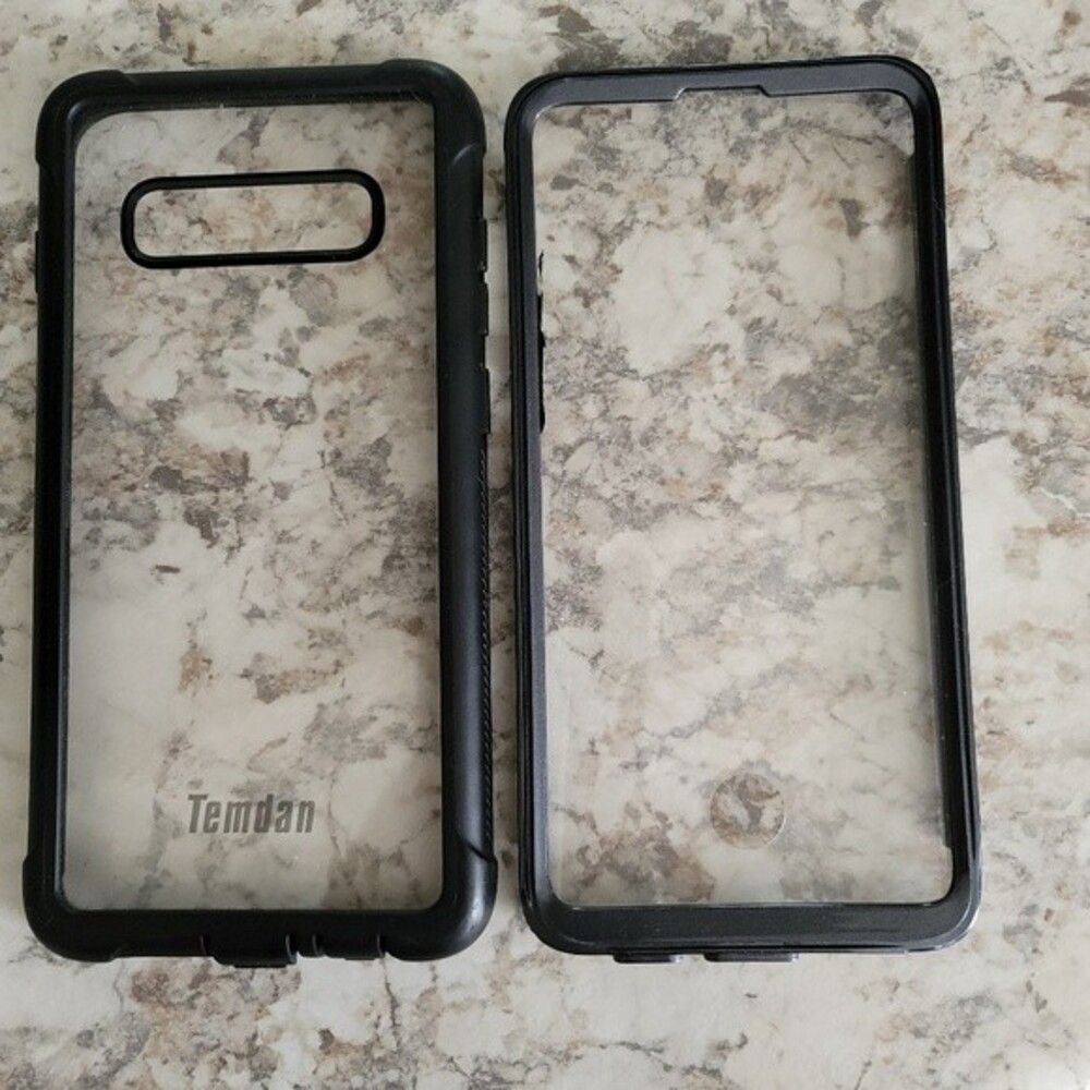 clear and black 2 piece shell Temdan Samsung Galaxy S10 plus phone case